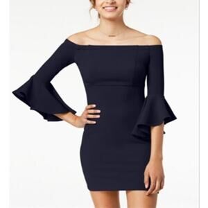 Teeze Me Junior's Black Dress Ruffle Sleeve Off the Shoulder Size 15